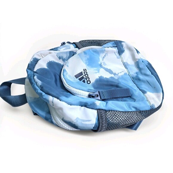 Adidas Mini Cloud Blue White Tiedye Backpack Linear Bag School Travel Carry On - Picture 2 of 8